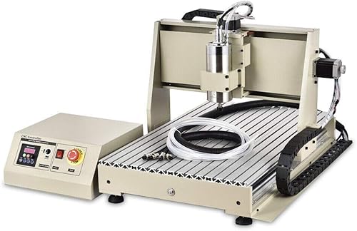 Futchoy Máquina de grabado USB CNC 6040 de 4 ejes, fresadora de PCB con controlador de 110 V 1.5 KW VFD enfriada por agua para metal, madera, vidrio