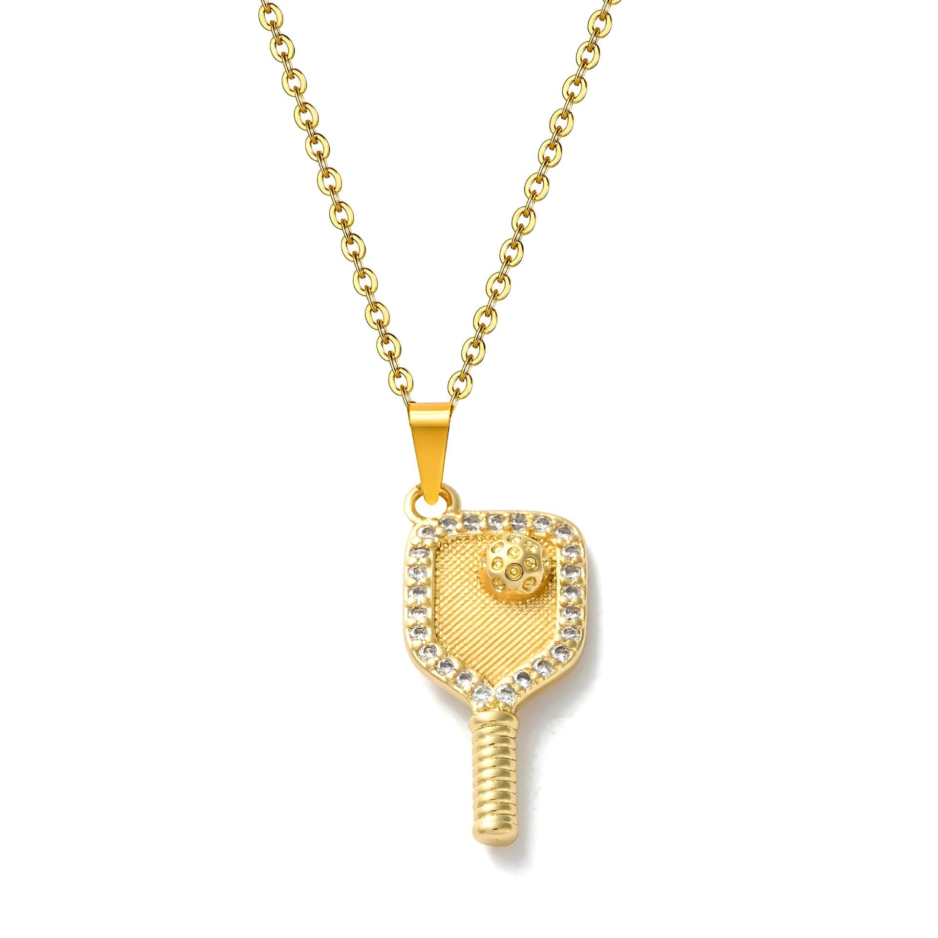 18K Real Gold Plated 'Dink It' Small Pickleball Paddle Charm Pendant Necklace With Chain for Women, Girls & Kids | Mini Lightweight Pickle Paddle Chain | Cute Stylish Sports Jewellery | Special Occasions Gift for Her (NK1555) 1 Pc-image-43