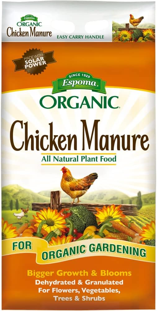 Organic Chicken Manure 25 lb. Bag. All Natural & Organic Fertilizer for All Flowers, Vegetables, Trees, and Shrubs. for Organic Gardening.