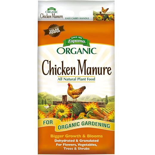 Espoma Organic Chicken Manure 25 lb. Bag. All Natural & Organic Fertilizer for All Flowers, Vegetables, Trees, and Shrubs. for Organic Gardening.