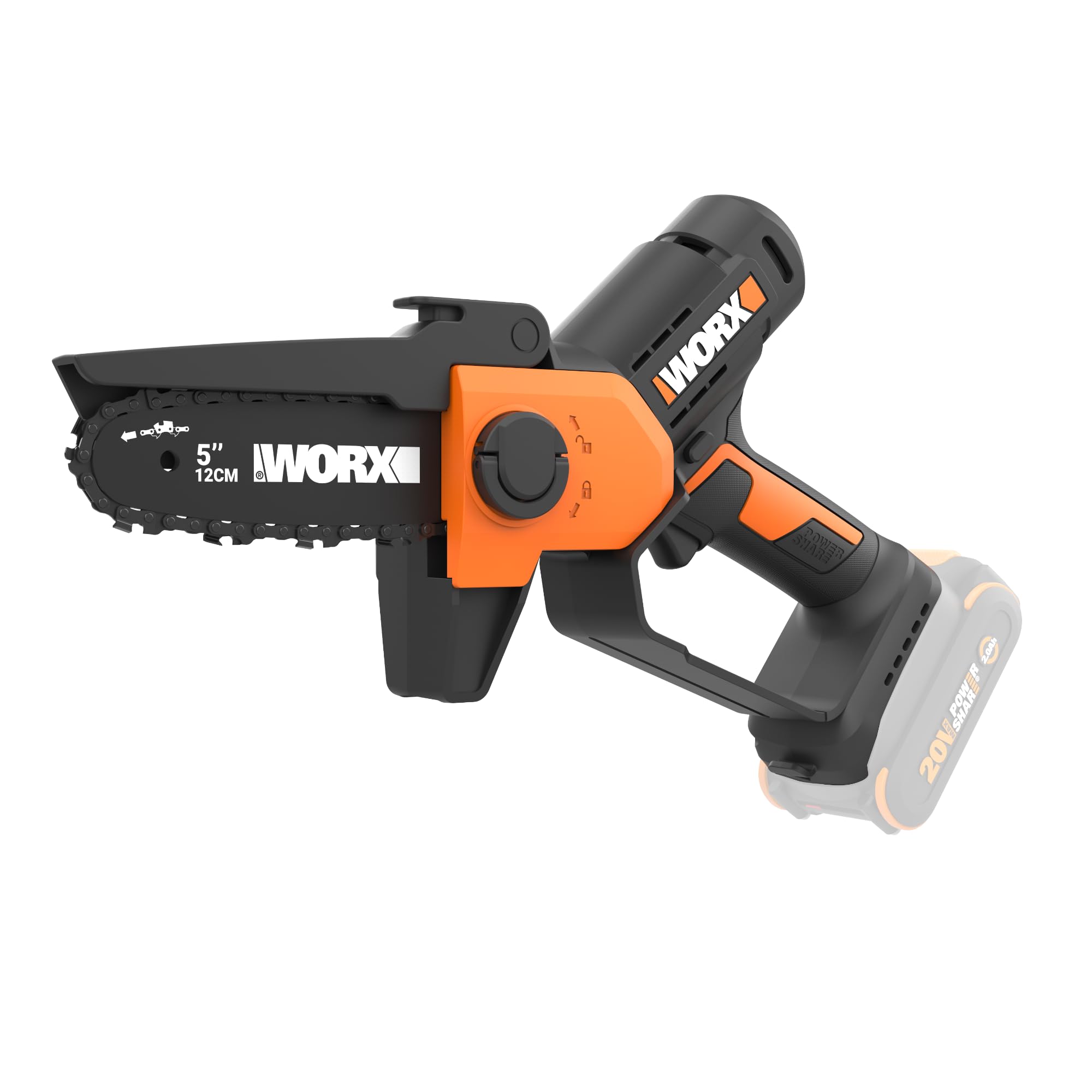 WORX Cordless Mini Chainsaw, 20V 5" Pruning Saw, WG326.9