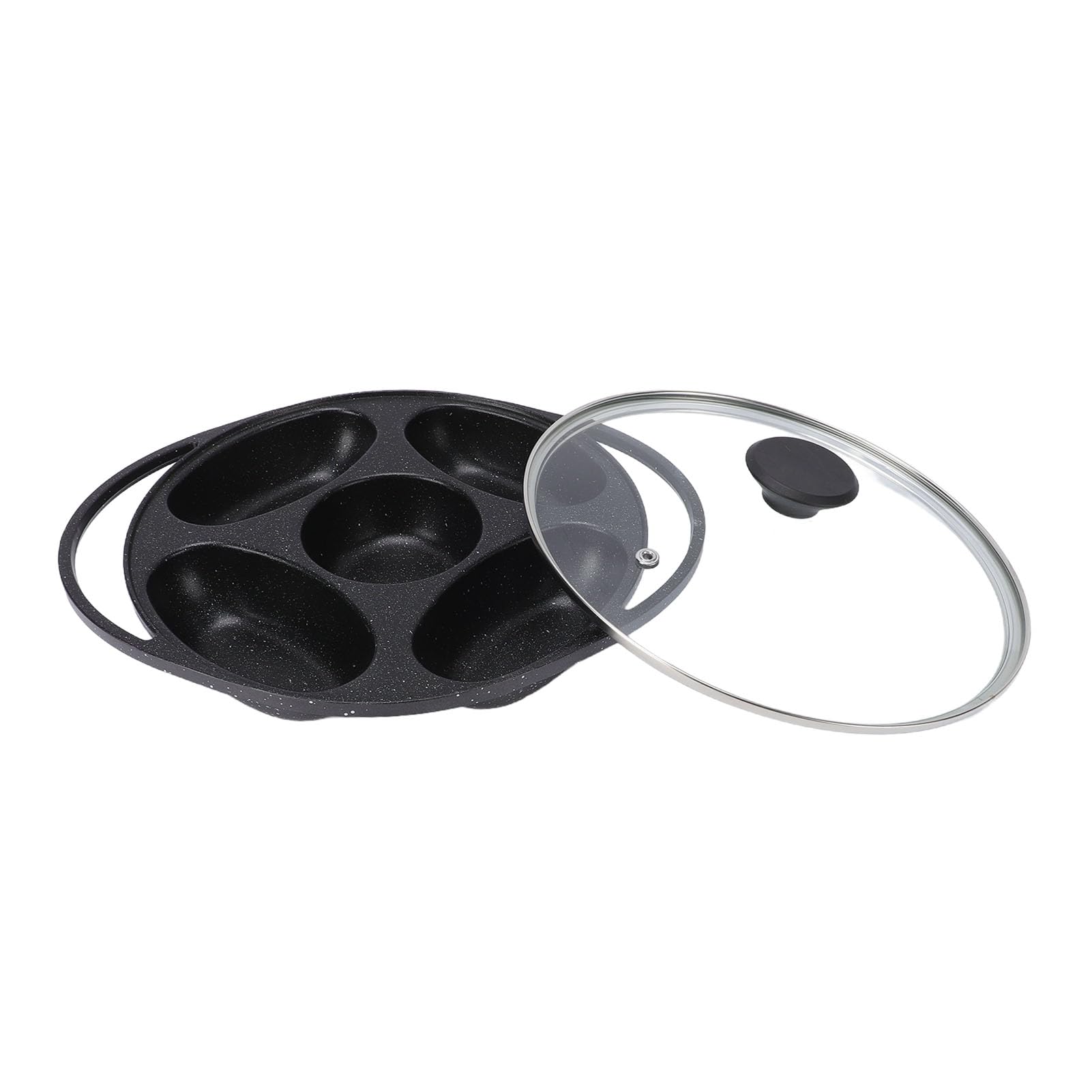 Bewinner Teglia per Dolci Antiaderente a 5 Fori - Mini Teglia per Pancake in Lega di Alluminio con Coperchio, da Forno da 24 Cm con Riscaldamento Uniforme per Cottura di Muffin, Pasticcini e Torte,