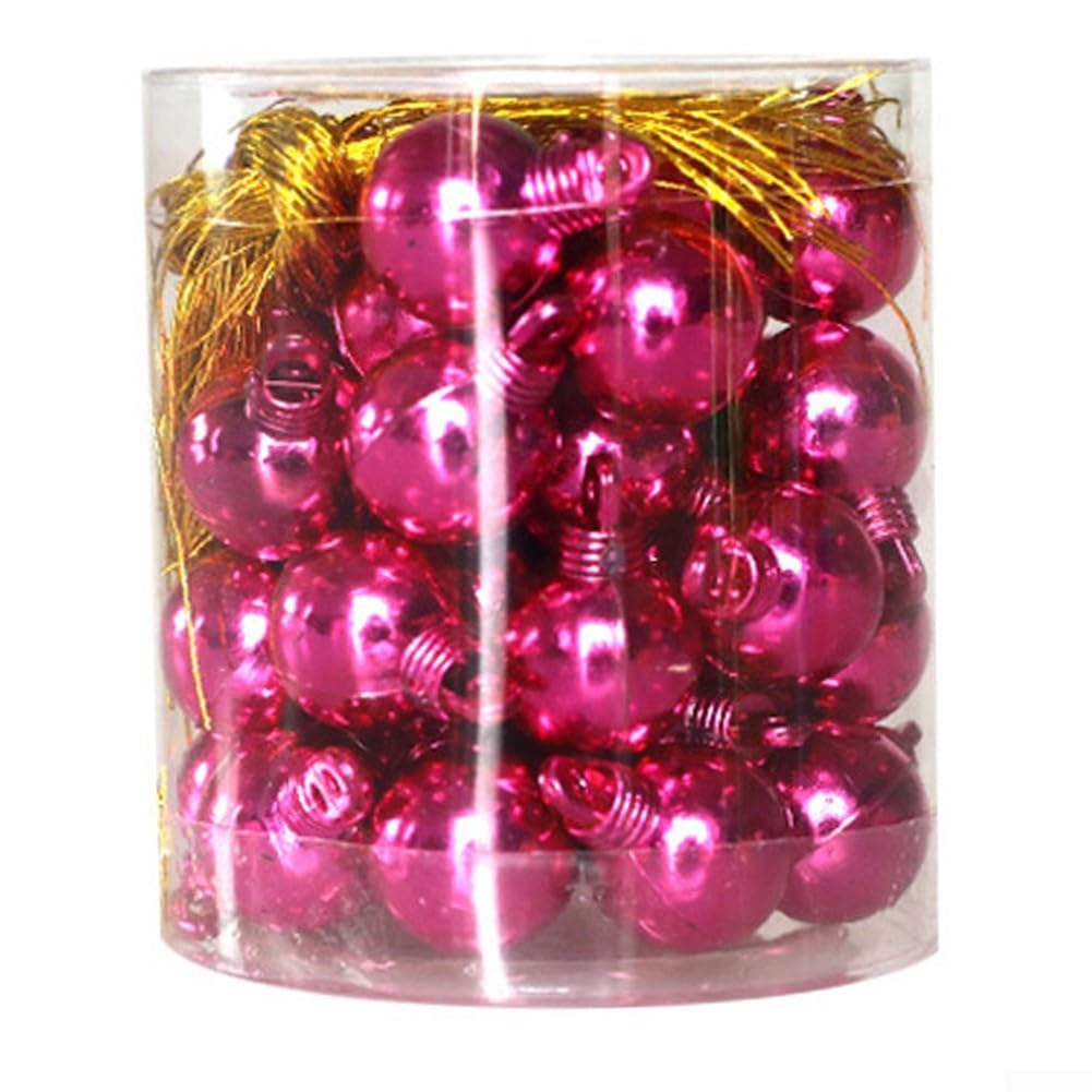 Christmas Tree Decoration Essentials 48PCS Shatterproof Baubles in Sparkling Glitter Finish (Rose Red)