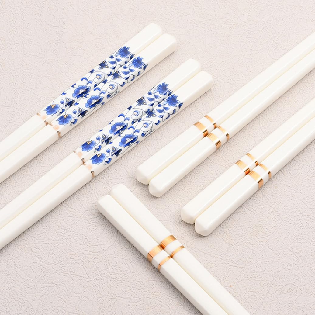 Bopsticks en Porcelaine Premium Ensemble avec boîte-Cadeau, Baguettes en Porcelaine d'os Chinois Blanches, Baguettes en céramique, Baguettes réutilisables A-10pairs