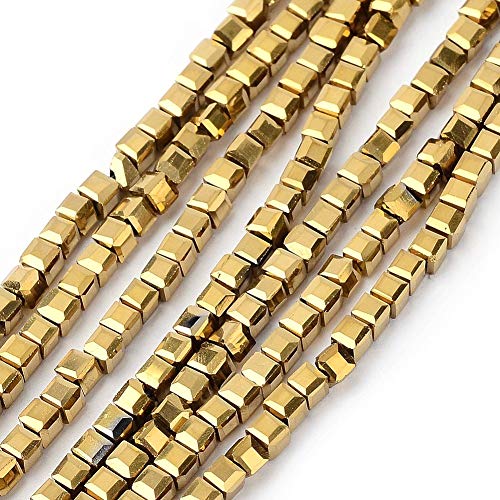 Perlin 50 x Glass Beads Crystal Beads 2 x 2 mm Cube Bohemian Czech Gold, Gold,Silver,White, 2 mm x 2 mm x 2 mm - Image 2