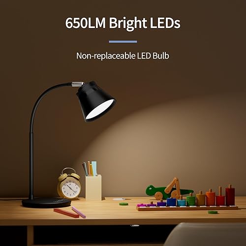 Miniatura 2 de AXX TU08 - Lámpara de escritorio LED pequeña con puerto de carga USB, 650 lúmenes, 3 modos de color, atenuación de 5 toques, temporizador de 3060