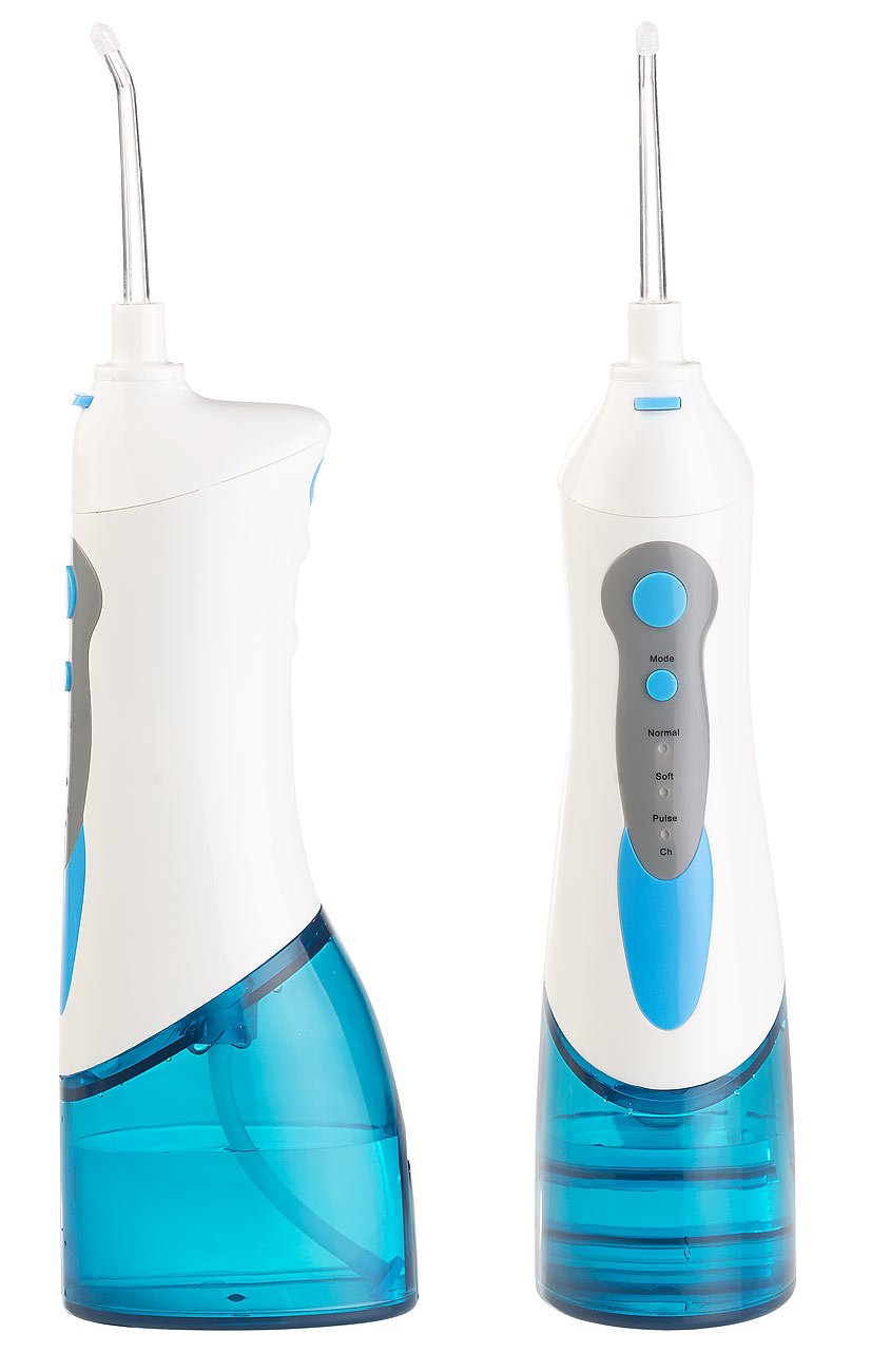 newgen medicals Zahnpflege: Akku-Munddusche, 180-ml-Wassertank, 1.700 Impulse/Min., 120 psi, USB (Water Flosser, Elektrische Munddusche, Koffer)