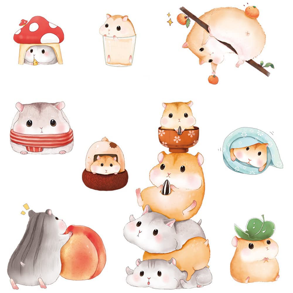 GIVBRO Wall Stickers Wall Decals Hamster Animal Wall Art Murals for Nursery Living Room Kids Bedroom TV Background Wall Decor