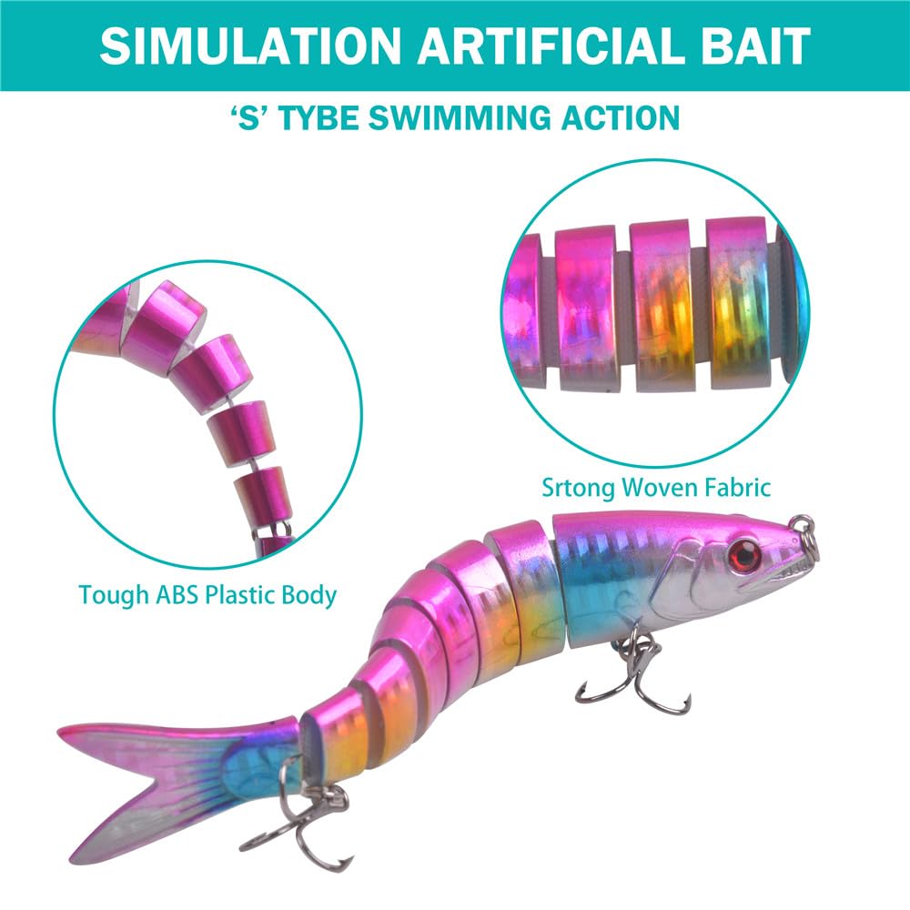 10 pièces/5 pièces leurre articulé Topwater Truite leurres de pêche durs 20g Wobbler 3D Yeux Multi Sections appâts nageurs appâts artificiels brochet leurre