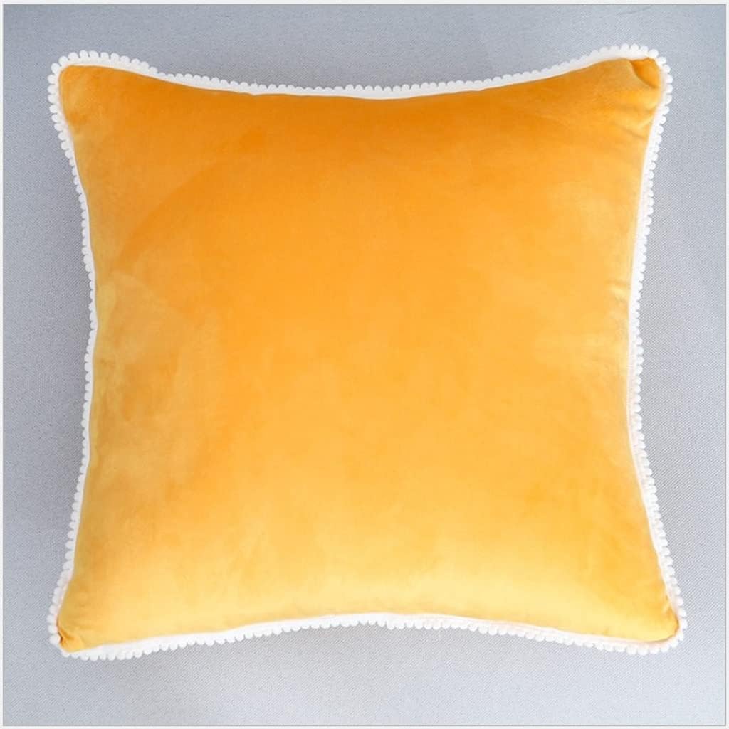 HBJWOV Home Decor Soft Velvet Pillow Cover with Lace Decorative Cushion Pompom Ball Throw Pillowcase 45x45(A)
