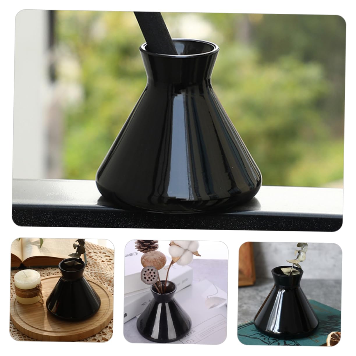 4 Stück Aromatherapie Glasflasche Leer Duftzerstäuber mit Nordischem Design Dekorative Diffusorflasche für Ätherische Öle Parfümflakon und Wohnraumdeko für Schlafzimmer und DIY