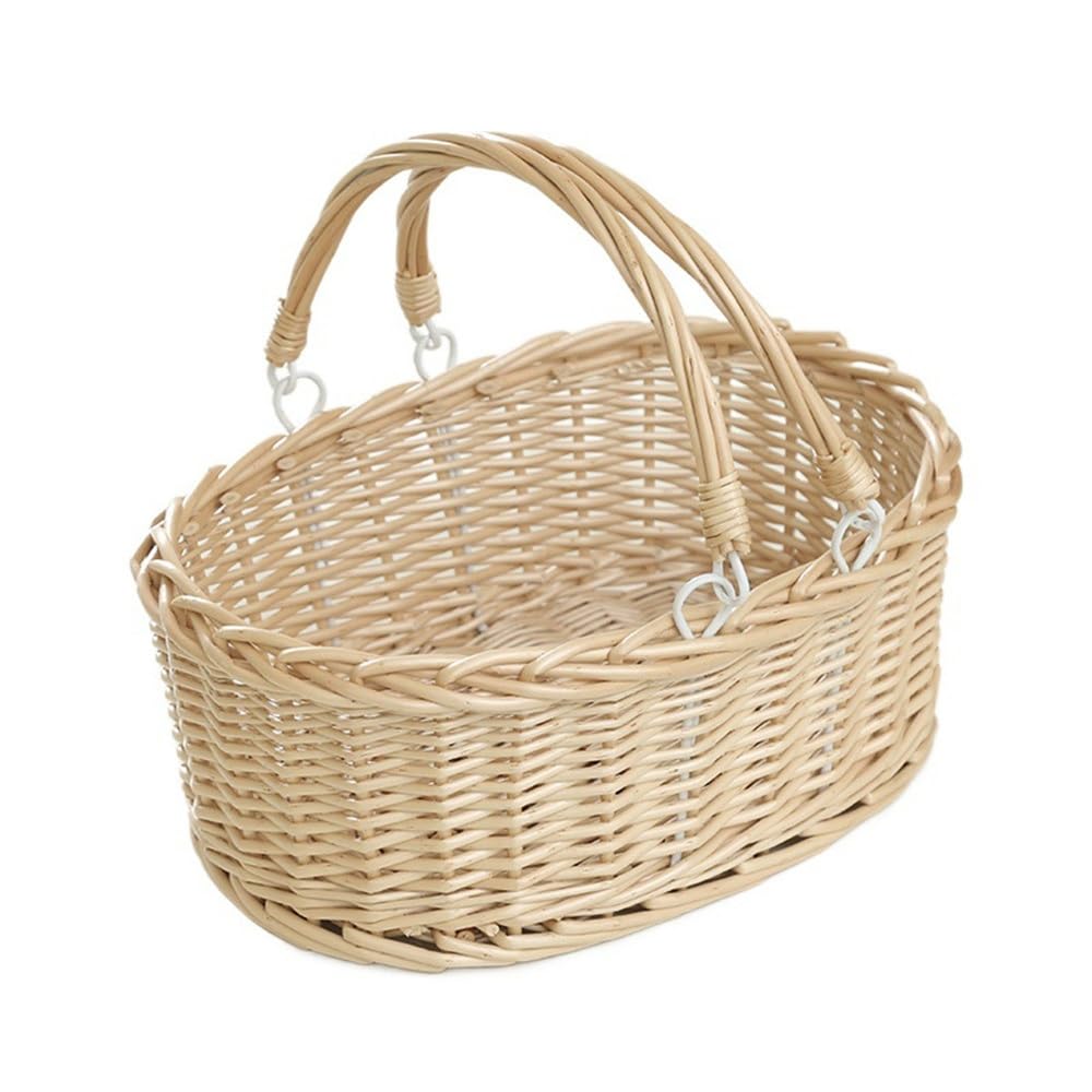 Picnic Basket Outdoor Handmade Woven Picnic Carrying Basket for Picnic Camping Outdoor(Beige)