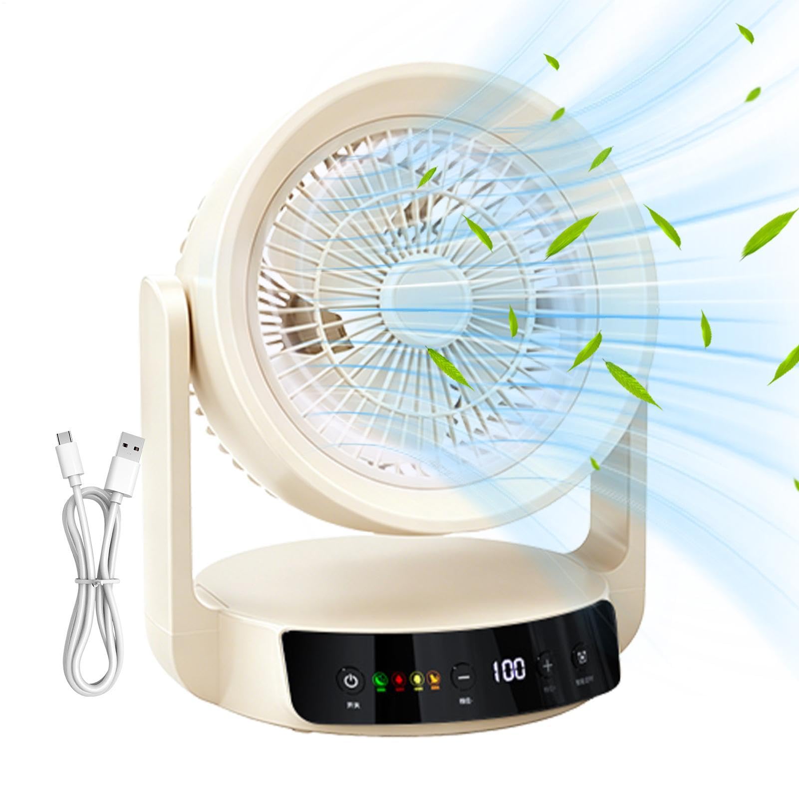 Ventilatore Da Tavolo Velocità regolabile display digitale USB ricaricabile