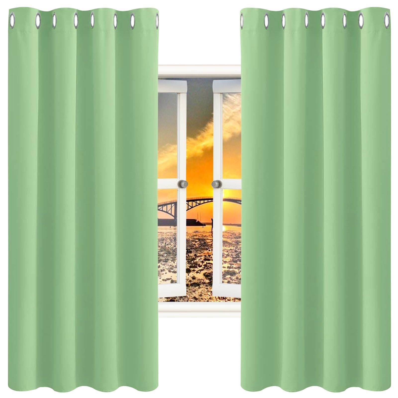 GAIFNAG Total Blackout Curtains 80 x 240 cm Thermal Insulated Solid Eyelet Curtains, Facile da Installare Eyelet Ring Top of Curtains for Apartment/Hotel Dorm, Tender Green — image 1