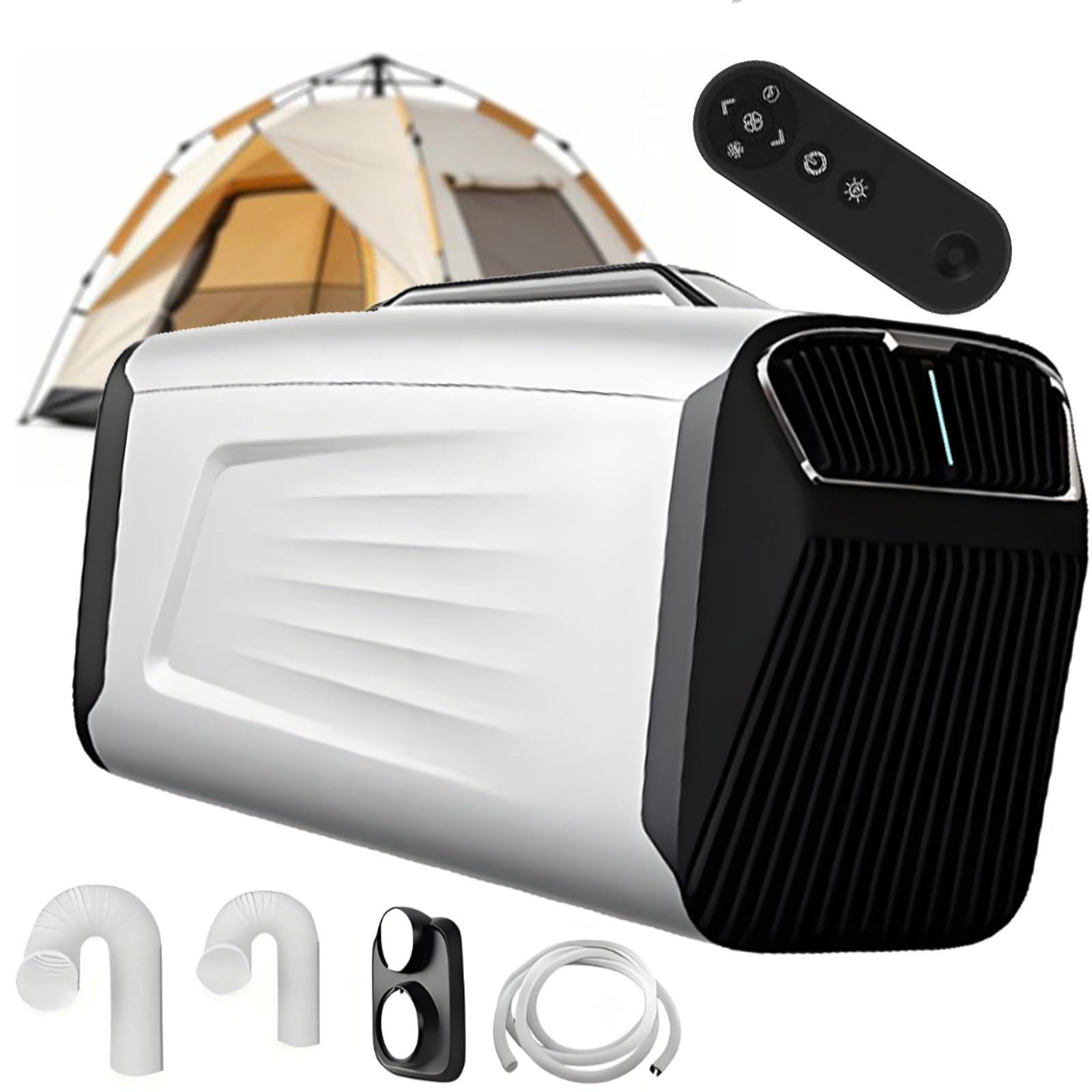 Quixnova 5200BTU Portable Mobile Tent Air Conditioner for Camping Outdoor and Indoor Use, Quiet Air Conditoning for Truck RV Cooling and Pet - Cools up to 86-107 sq ft A-12V