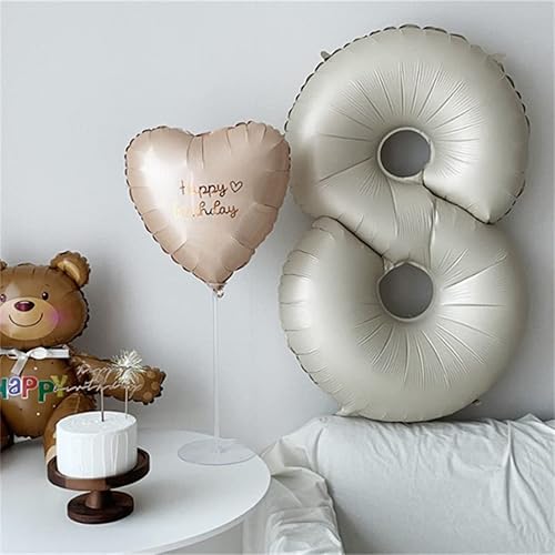 Miniatura 5 de GBQQHS Globos número 1, color arena blanca, un globo para el primer cumpleaños, 40 pulgadas, blanco crema, números grandes, fiesta de primer