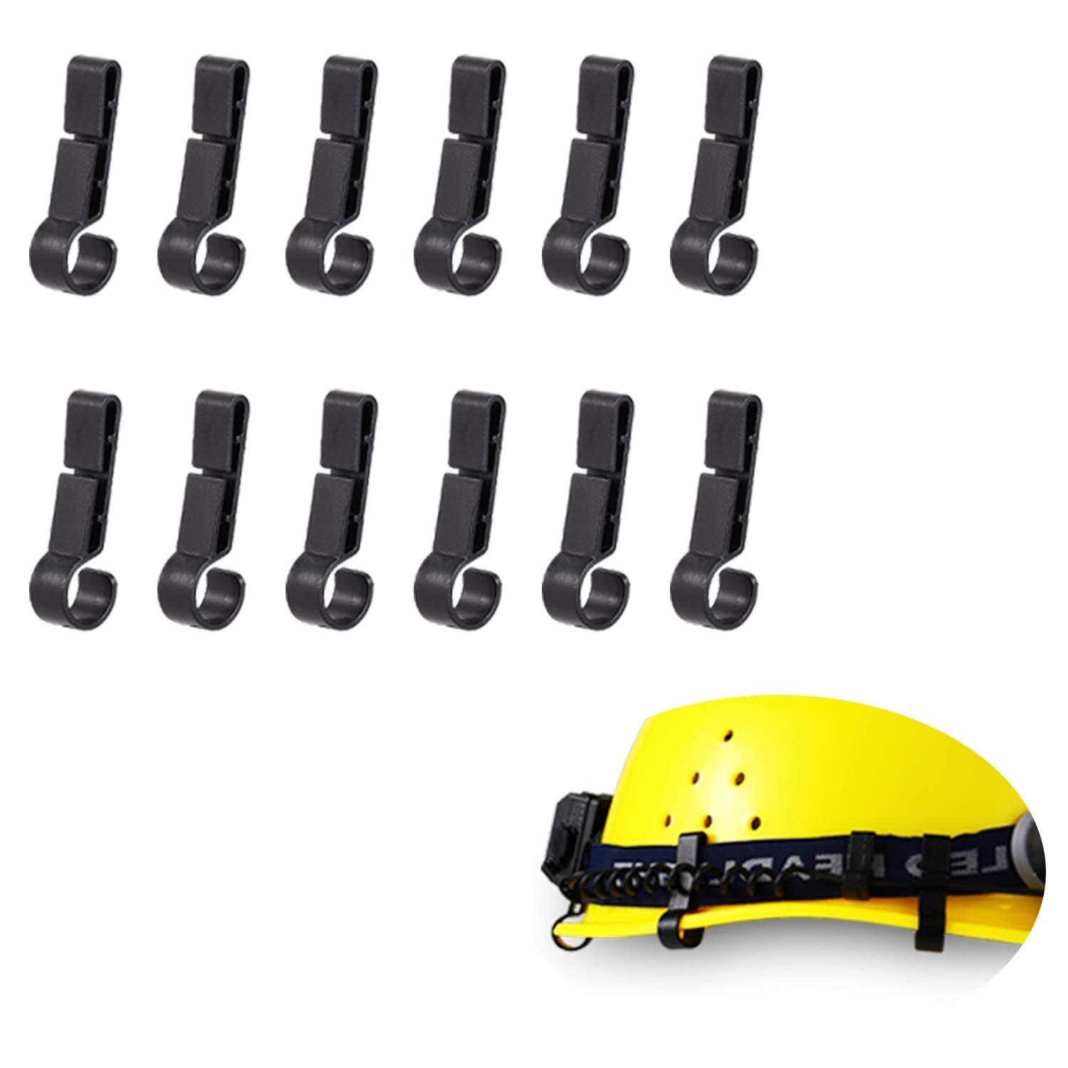 Excefore Helmet Clips for Headlamp, 12 Pcs Hardhat Hooks Helmet Clips, Plastic Headlamp Clip Hooks, Hardhat Headlamp Clips, Headlamp Hook, Hardhat Clips