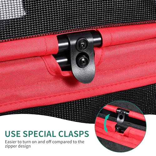 YITAHOME Hundebuggy Hundewagen klappbar für Hunde & Katzen, Haustierbuggy bis 22 kg mit umkehrbarem Griff, Netzfenstern, Getränkehalter, 360° drehbare EVA-Räder mit Bremsen (Rot)