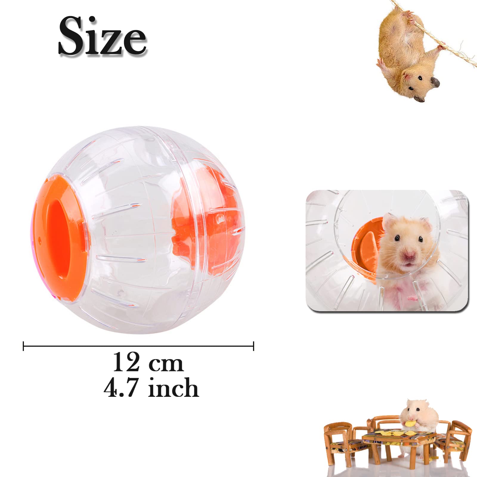 SUpoetry Hamster Ball - Hamster Run Ball, Hamster Ball, Running Ball & Toy for Small Animals (4.7 Inches, Orange) - Image 2