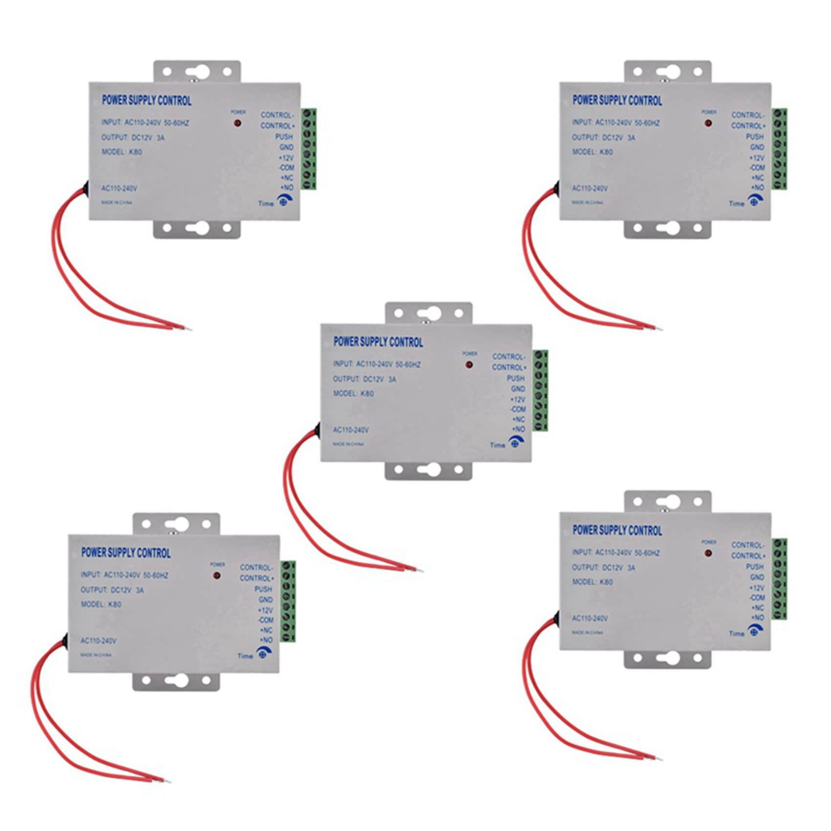 5X System de Acceso una la Puerta K80 Control de Suministro de Energía Eléctrica DC 12V 3A Energía en Miniatura/Cerradura Eléctrica Alimentación/System de Control de Acceso
