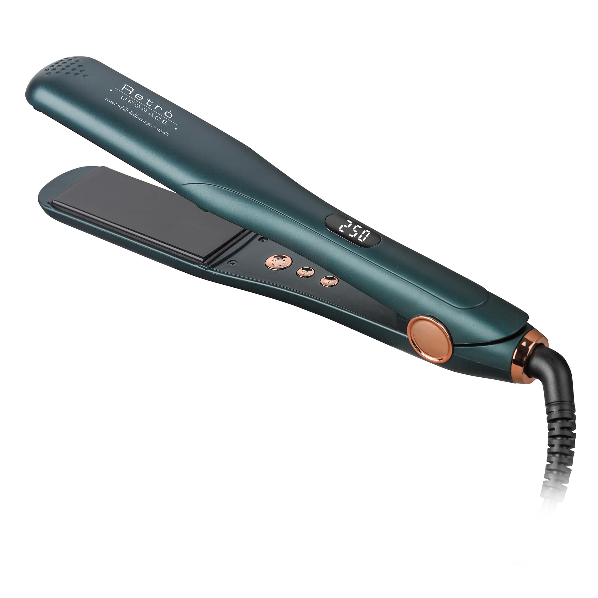 Ferro digitale professionale RUP-G61C/A Green | Piastra in tormalina con rivestimento di olio di argan | Temperatura regolabile | Display LCD