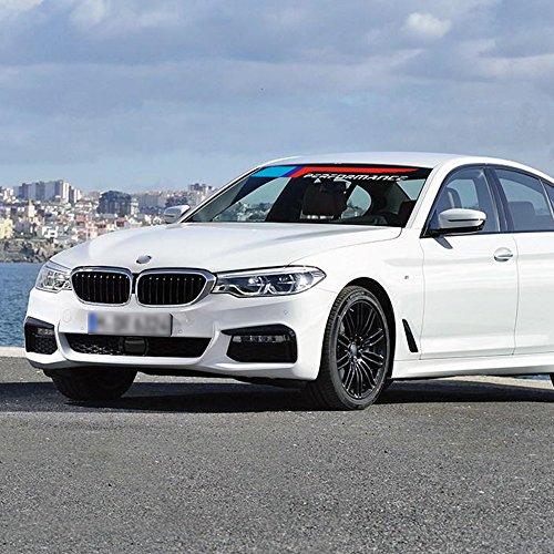 Image of 2pcs Performance Front Rear Windshield Window Banner Vinyl Decal Stickers for BMW F10 F30 E90 E60 E39 E36 E30 X1 X3 X5 X6 Z4 M3 M4 M5 (White)