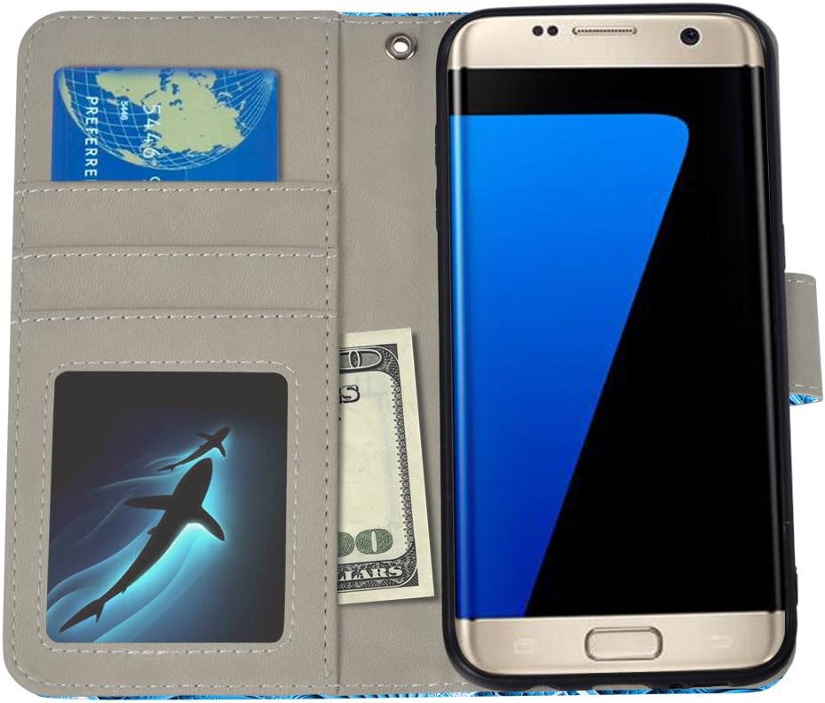 UrSpeedtekLive S7 Edge Case, Galaxy S7 Edge Wallet Case, Premium PU Leather Wristlet Flip Case Cover with Card Slots & Stand for Samsung Galaxy S7 Edge,Feather