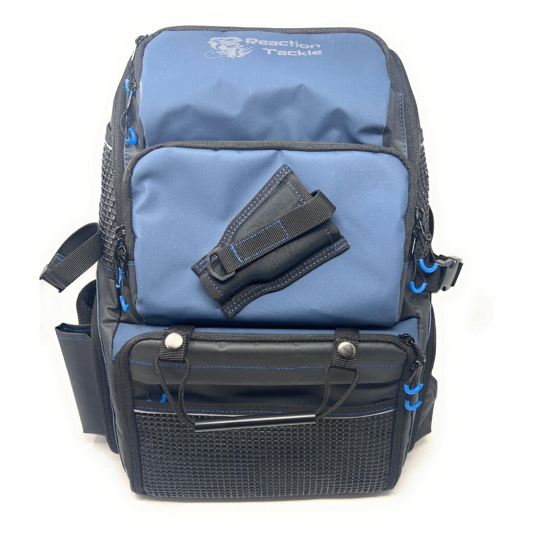 Reaction Tackle Fishing Tackle Bag – Salt Water Resistant Tackle Box Bag, 1000D PVC Waterproof Material, Durable Liner, Removable Dividers, for 3600 Trays, Backpack