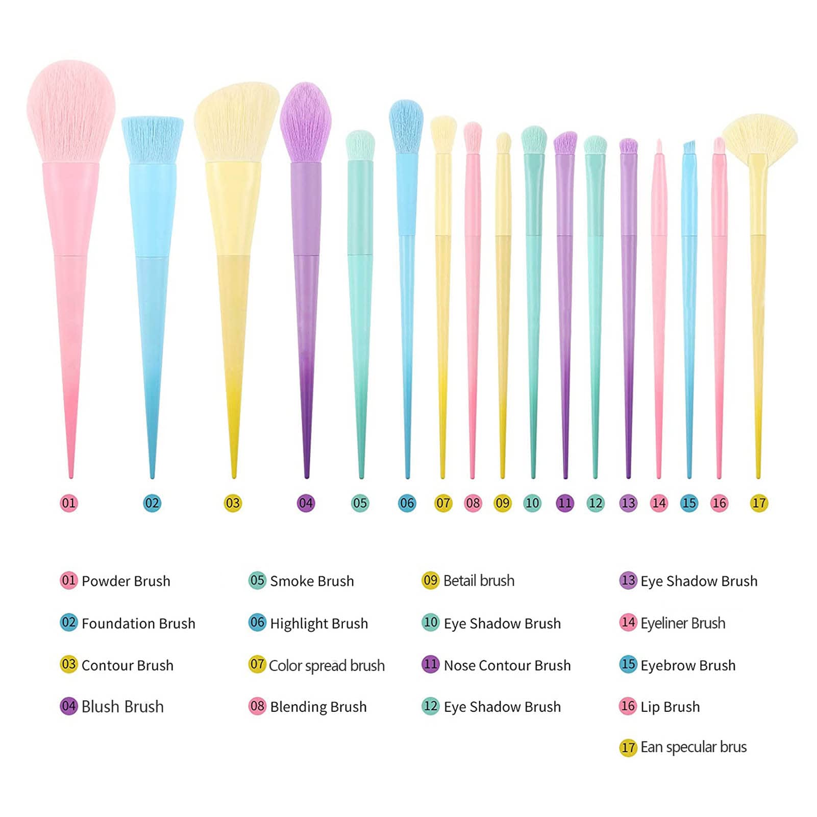 Makeup Brushes Set 17 Pcs Soft Thick Aluminum Tube Cosmetic Brush Kit for Dating Party Outdoor