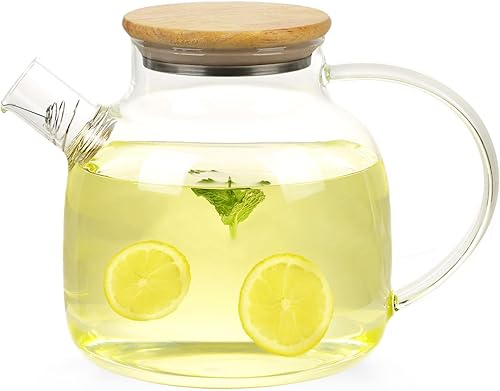 WHJY Tetera de vidrio transparente para cocinar en la estufa, teteras transparentes con infusor para té suelto, tetera para hojas sueltas para agua