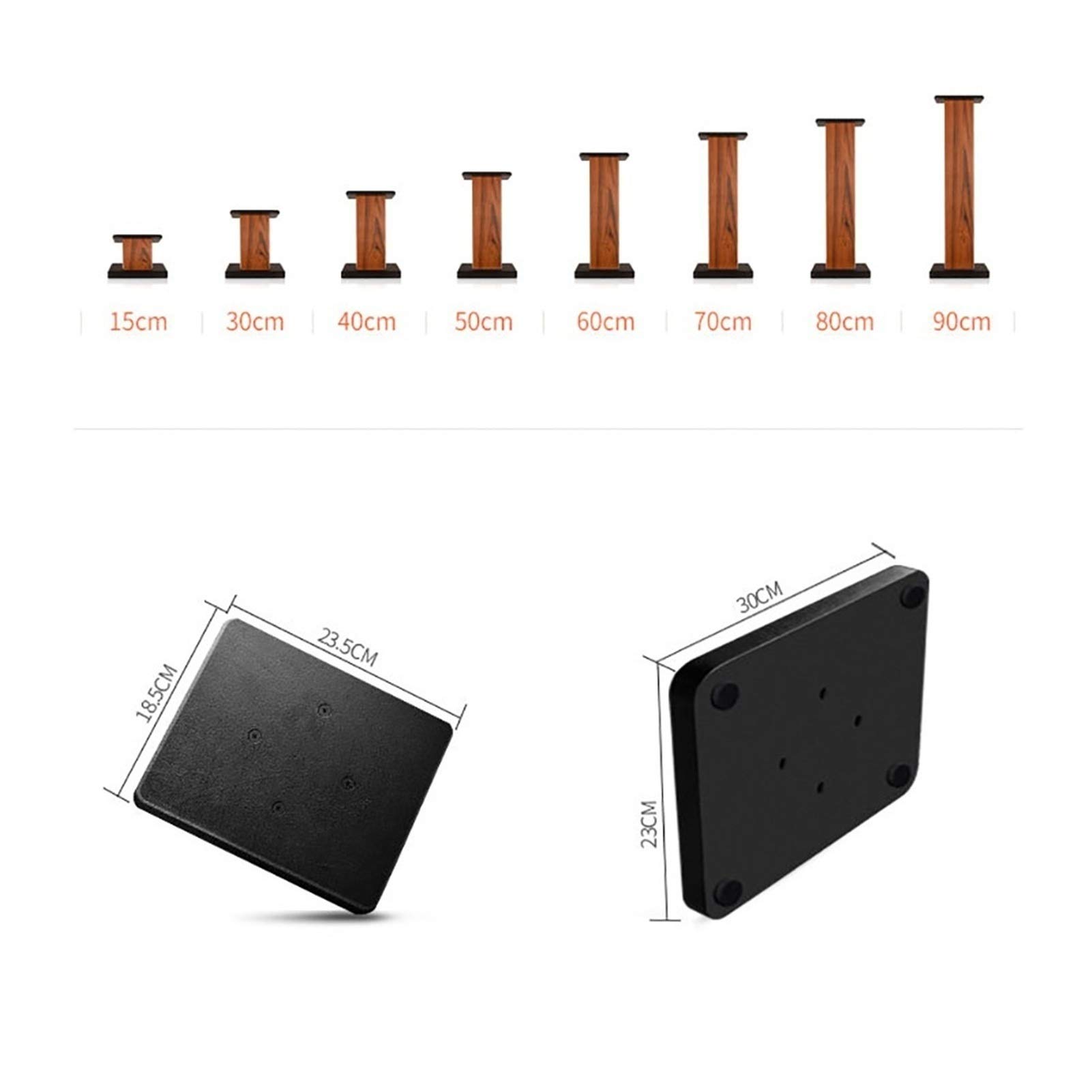 Speaker Stands,2pcs Bookshelf 3A Grade Thickened Sheet, Equipped with 8 Anti-Slip Pads, Multiple Height Options, Black and Walnut