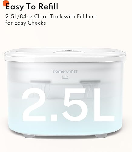 Miniatura 4 de Homerunpet Fuente de agua para mascotas Tritan  Apta para lavavajillas, ultra silenciosa, dispensador automático filtrado para gatos y perros, 2.5L