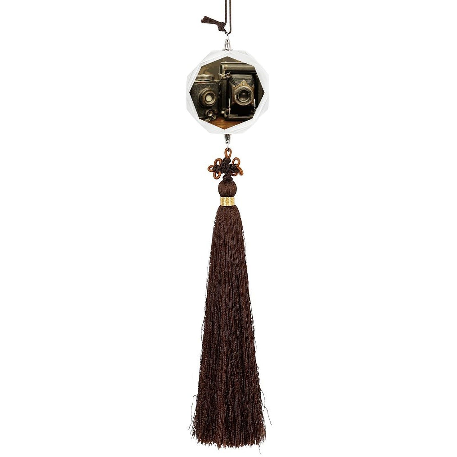 Old Camera Car Pendant Sun Catcher Crystal Ornament for Rearview Mirror, Elegant Car Hanging Ornament with Tassel for Home & Office Decor