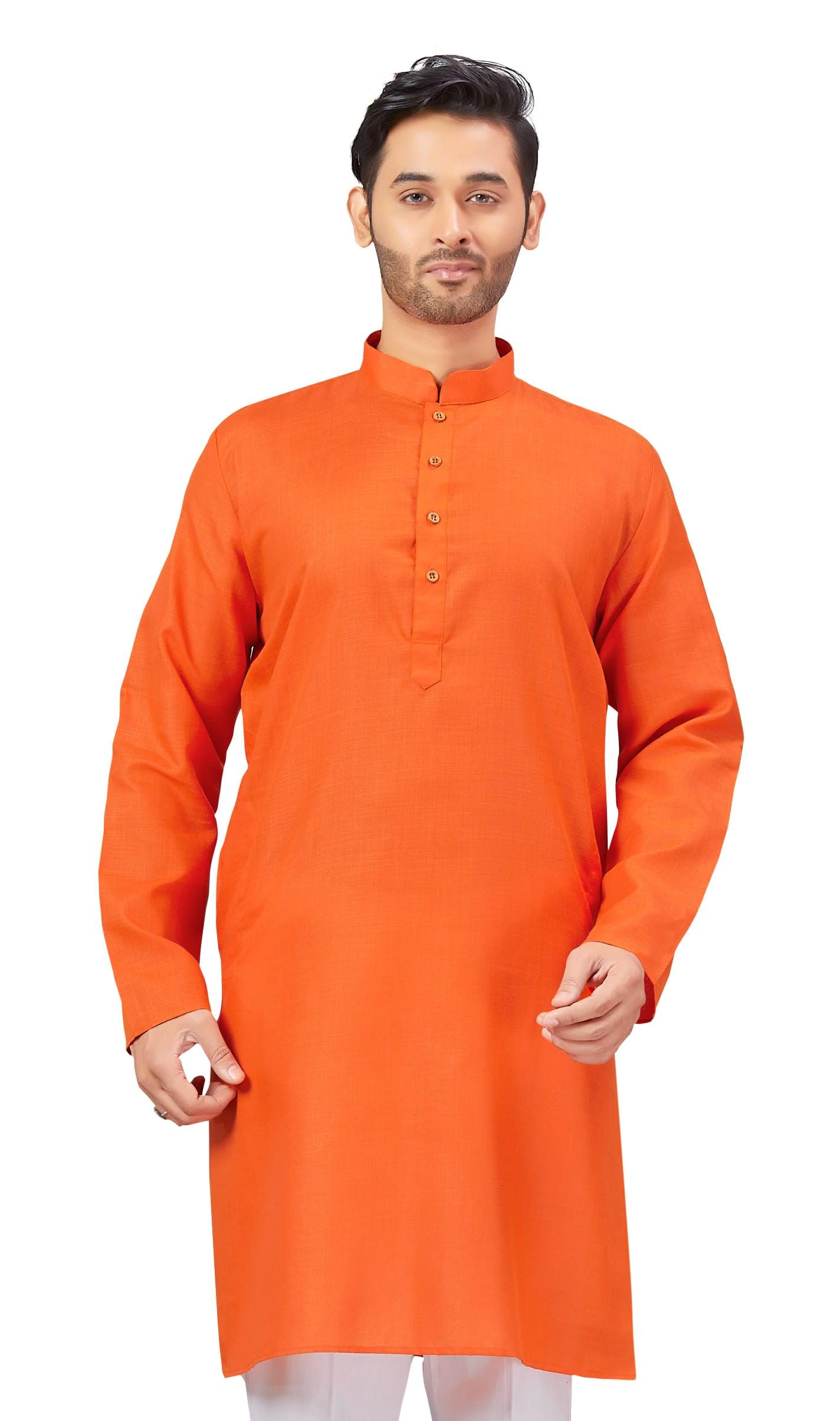 studio shringaar Men's Raw Silk Embroidered Knee Length Kurta (168)-picture-36