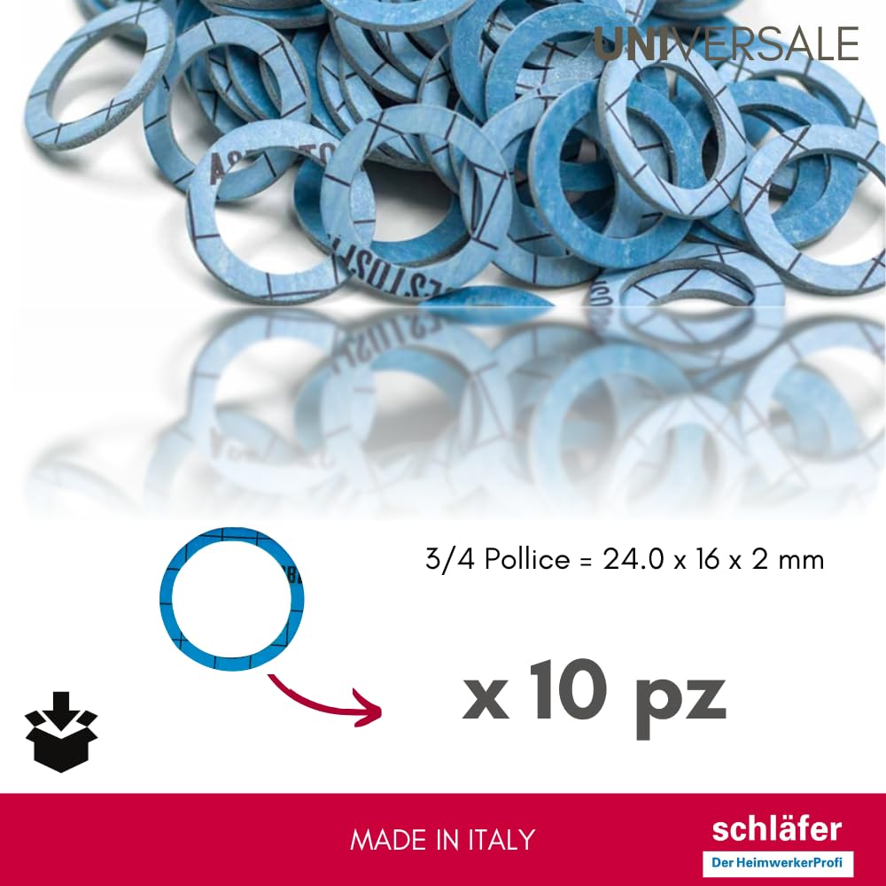Schläfer 182830 | Guarnizioni idrauliche Piatte per Alte Temperature blu FASIT 3/4-2 mm, Sanitaria, Rubinetti, Raccordi Acqua, Caldaia, Gas, Impianti di Riscaldamento e Solare Termico. Conf 10PZ