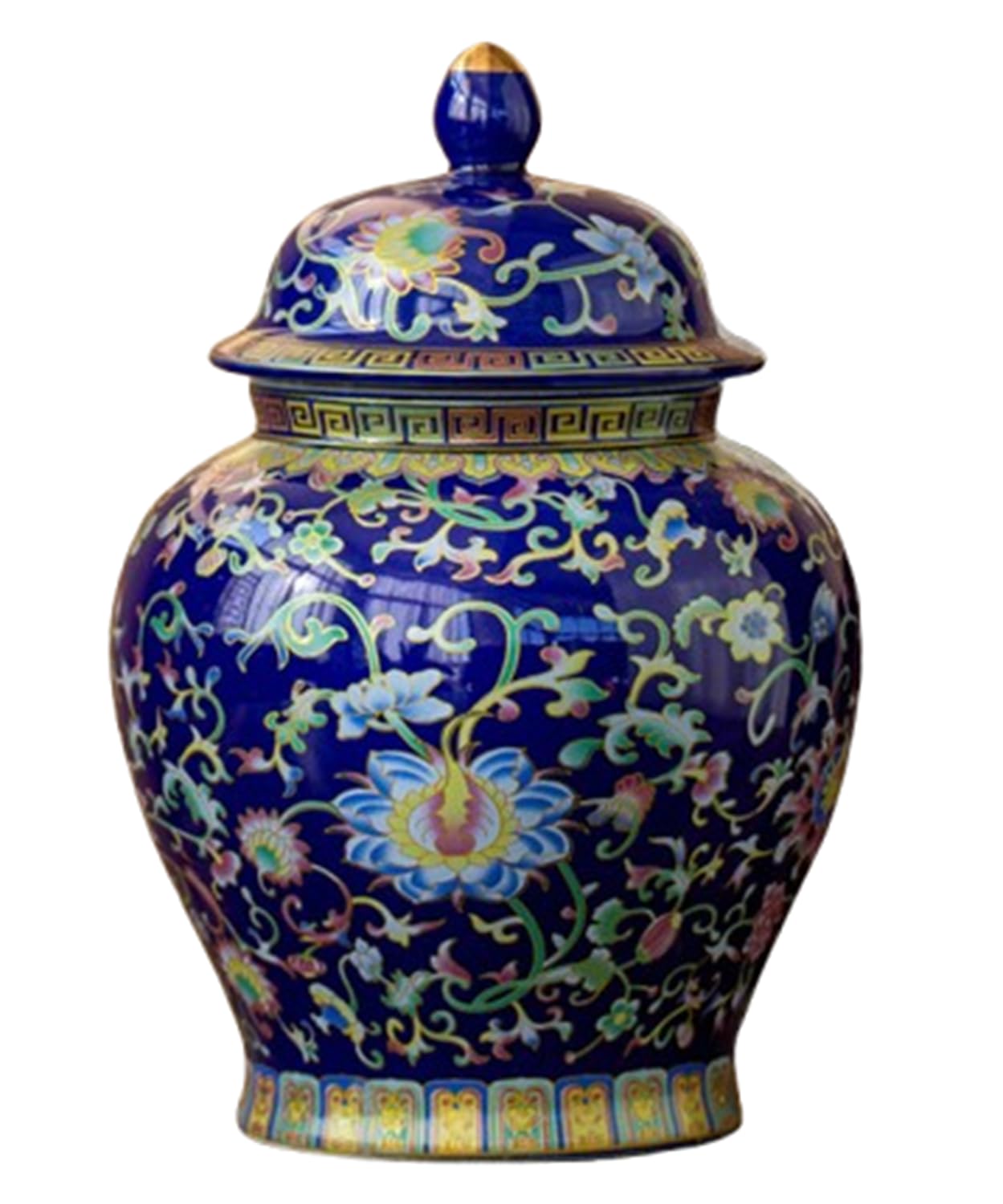 NHDVDVAV Ceramic Ginger Jars with Lid, Enamel Hand-Painted Storage Container,Tea Canister Decorative Jar for Kitchen, Living Room, Dining Tabletop or Bookshelf,C