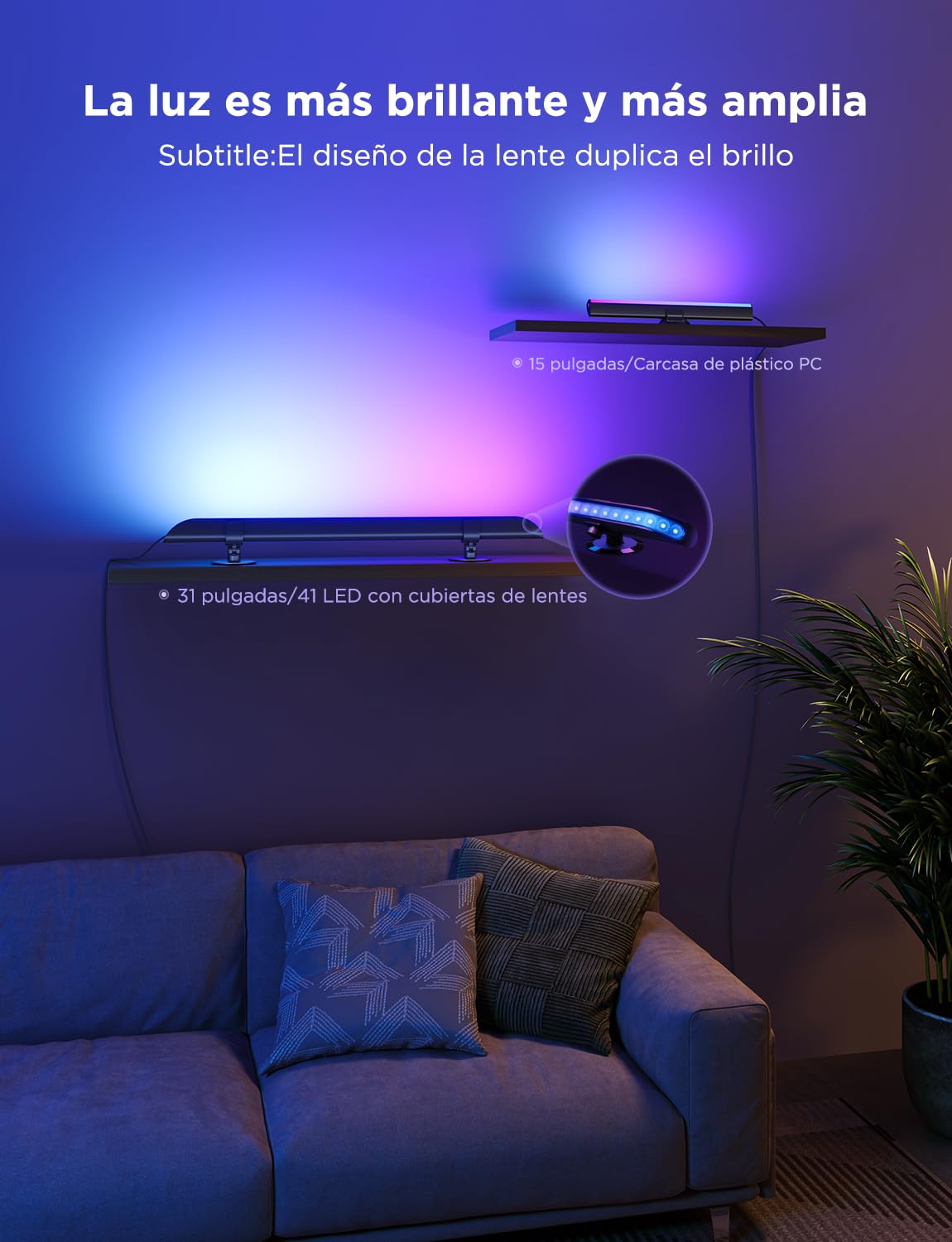 Govee Barras de Luz para TV, Barra LED RGBIC de 31 Pulgadas con Múltiples Opciones de Colocación, Retroiluminación de TV para 70-85 Pulgadas, 2 Paquete