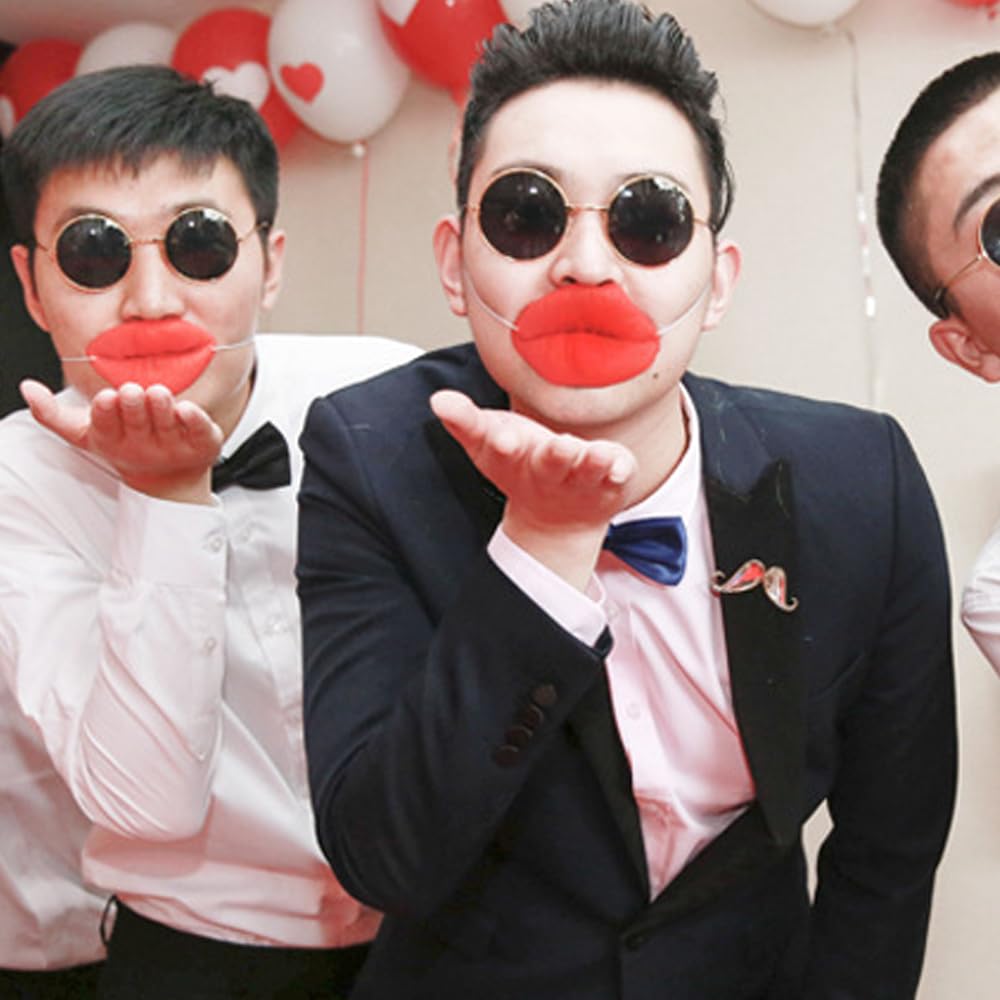 Pack De 2 Máscaras De Labios De Salchicha Rojas | Goma Suave Y Duradera | Disfraces, Bromas, Cosplay Y Fiestas