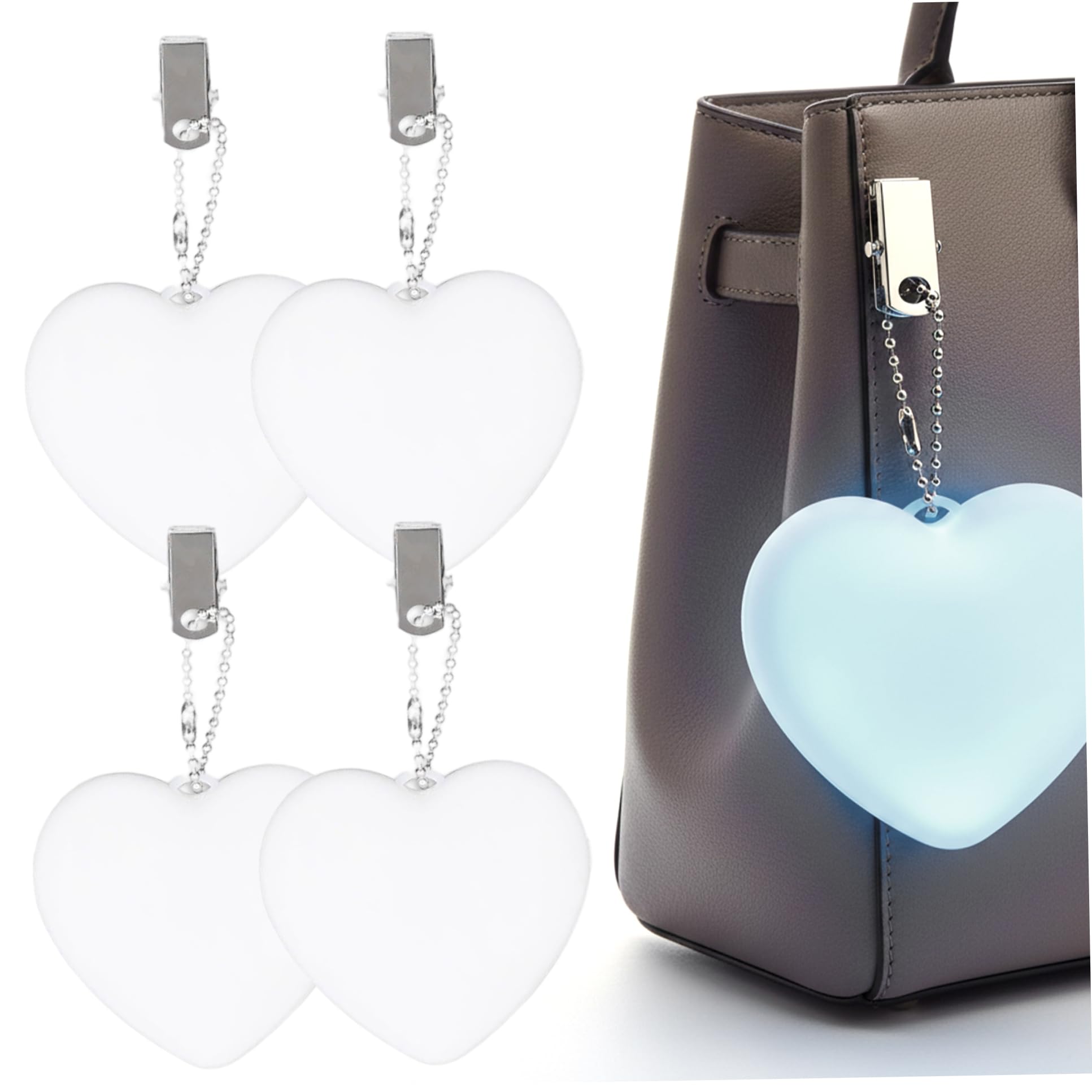 CAKEEYUM 4PCS Purse Light, Stylish Touch-Control Heart Light USB Rechargeable Purse Flashlight for Loved One Handbag, Bag for, Handbag, Bag, Heart, Li