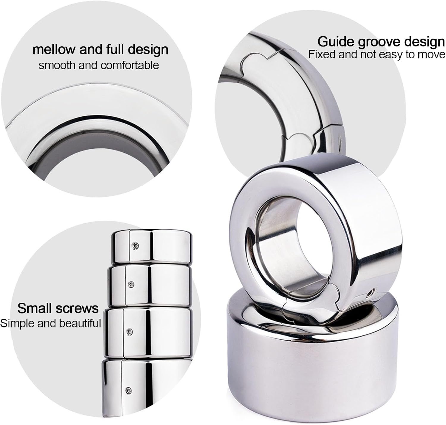 MFMYEE Heavy Cock Rings, Stainless Steel Penis Rings, Men Penis Training Ring, Restrict Chastity Lock, Bondage Chastity Belt, SM Male Weight Pendant Cock Cage Chastity Device Sex Toy (Large)