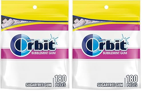 Miniatura 8 de ORBIT Goma de mascar Bubblemint sin azúcar a granel, bolsa resellable de 180 piezas, goma de mascar a granel