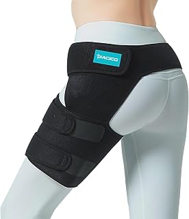 Hip Brace for Men & Women - Sciatica Pain Relief Devices, Adjustable Compression Support Wrap for Thigh Injury, Groin, Hamstring, Joints, Hip Pain, Improved Mobility & Recovery (Black Left)