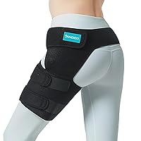 Vista 8 de Soporte de cadera para hombres y mujeres, dispositivos de alivio del dolor de ciática, envoltura de soporte de compresión para lesiones en el muslo