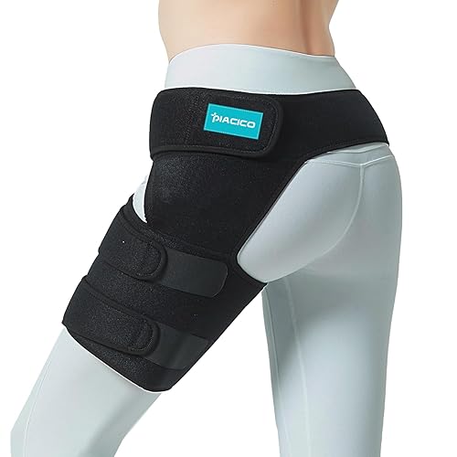 Miniatura 8 de Soporte de cadera para hombres y mujeres, dispositivos de alivio del dolor de ciática, envoltura de soporte de compresión para lesiones en el muslo