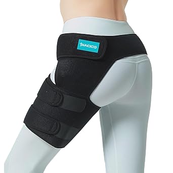 Hip Brace - Sciatica Pain Relief Devices, Adjustable Compression Support Wrap for Thigh Injury, Groin, Hamstring, Joints, Hip Pain, Improved Mobility & Recovery for Men & Women Black Left