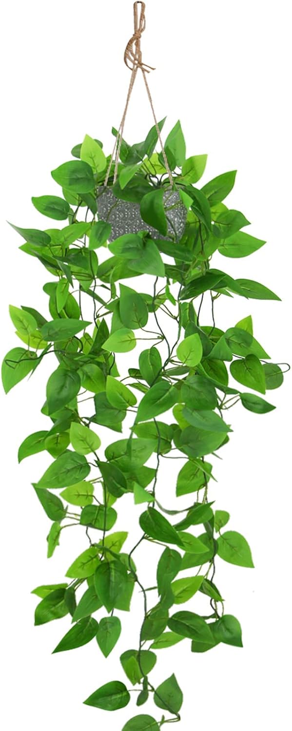 ZIFTY 2.5FT Fake Hanging Plant with Pot Artificial Ivy Vine