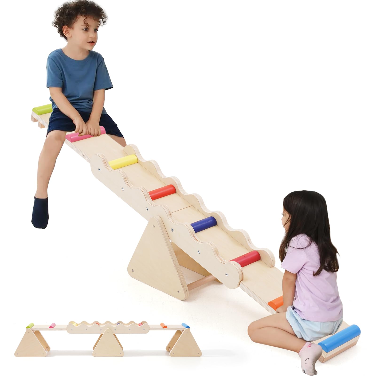 Siairo 2-in-1 Holz-Schwebebalken und Wippe