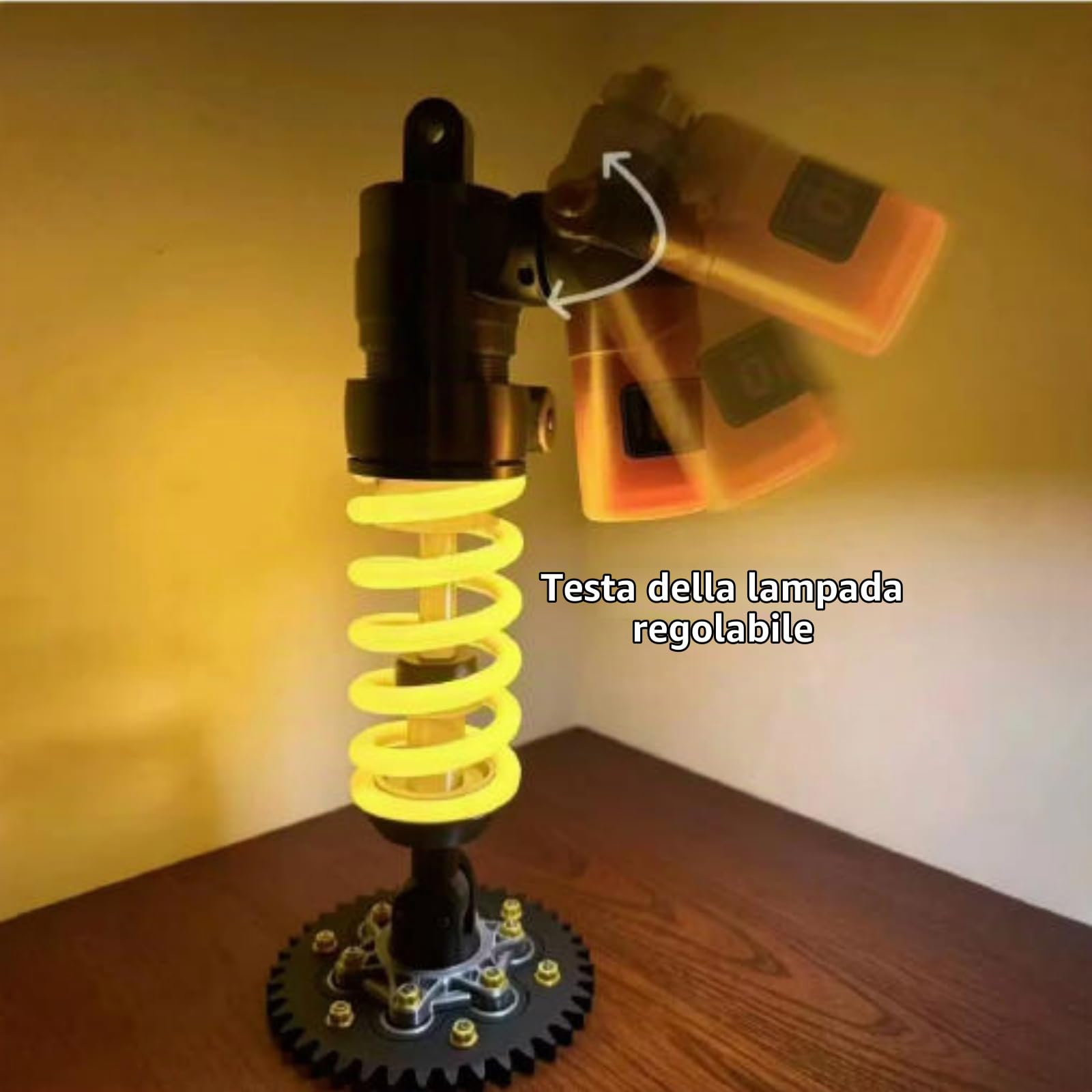 Lampada da scrivania a LED con ammortizzatore 3D, luce notturna a LED in stile industriale, pressione dell'aria regolabile e LED a molla morbida e luminosa, per sala giochi, garage e amanti delle auto