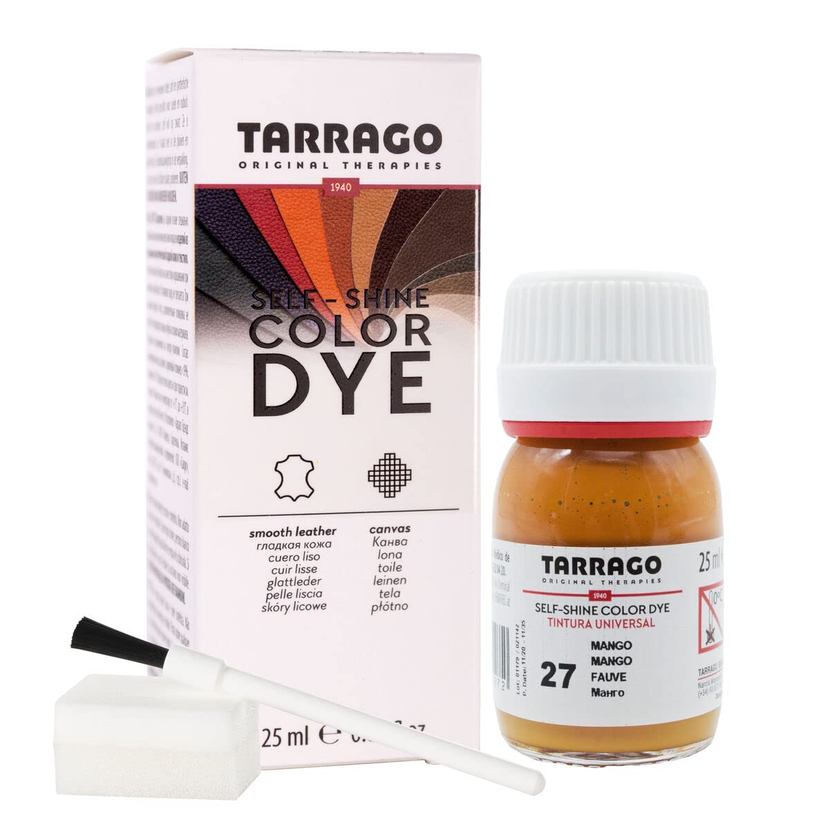 Tinte para Zapatos y Bolsos de Cuero y Textil con Esponja y Brocha | Cubre Rozaduras y Desgastes del Calzado | Gama de 90 colores — view 45