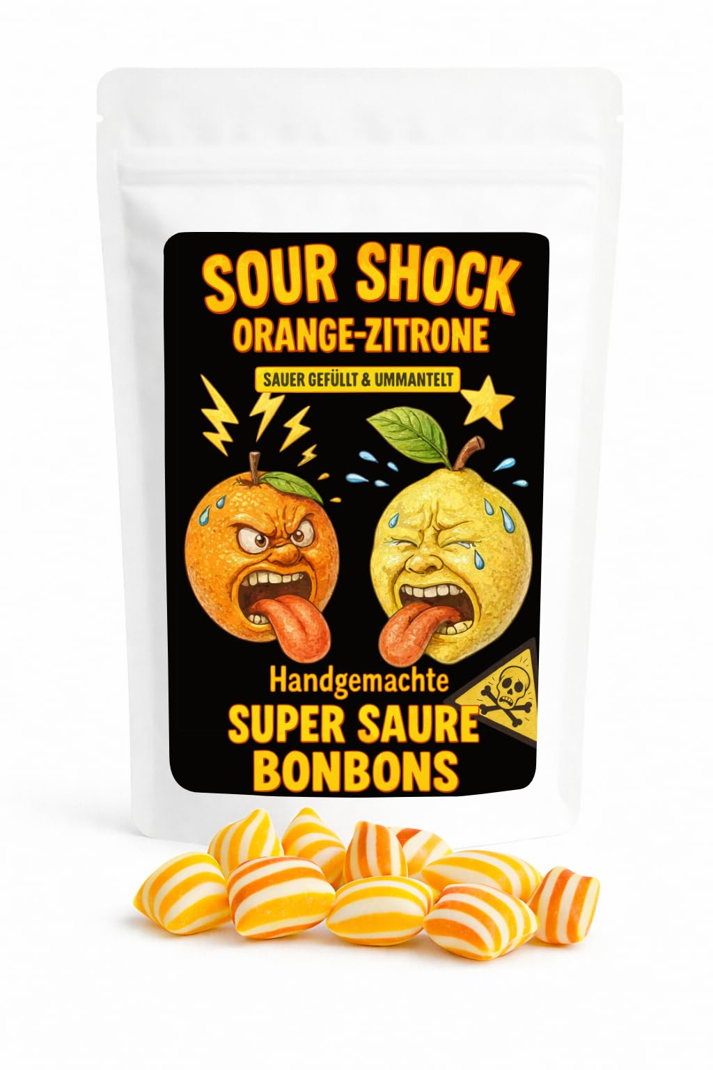 Extrem saure Bonbons Orange-Zitrone 180g – Super saure Süßigkeiten – Sour Candy – Bömskes Bonbonmanufaktur